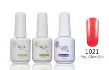 3 packs iLuve Professional Nail Gel Polish UV LED Lamps Red Bling Gel 15ml Base Top