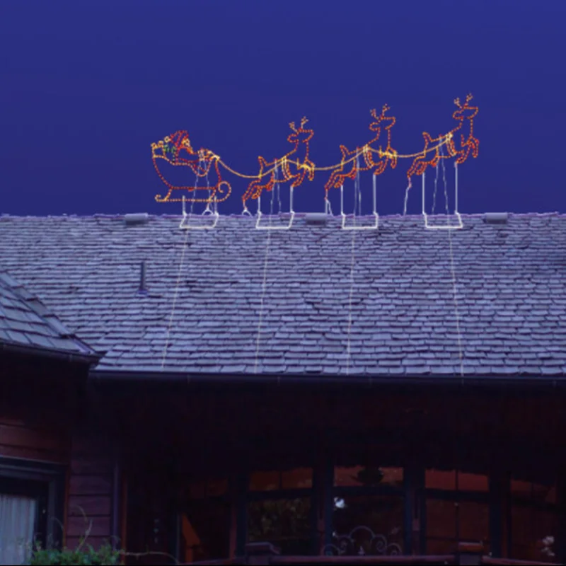 Outdoor Commercial Christmas Decorations Led Santa Reindeer Animated