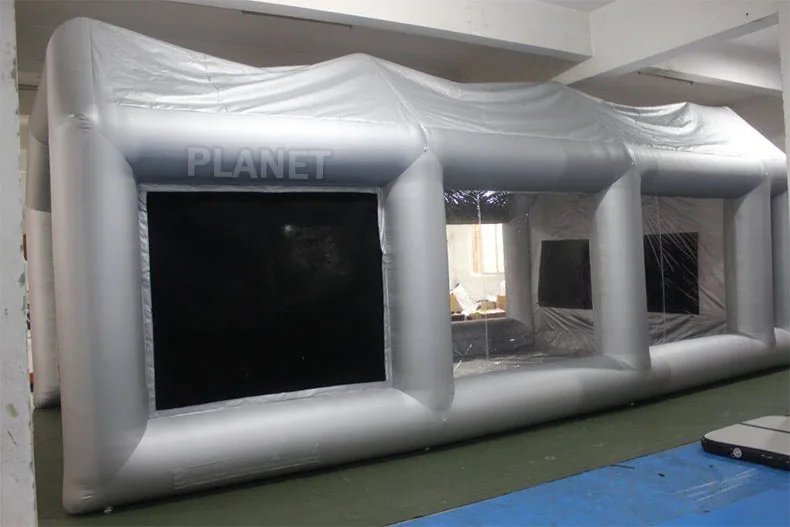 8M Gray Mobile Portable UV Treated Inflatable Car Spray Paint Booth Tent With Filter System