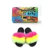 2019 fashion factory latest design womens summer slippers wholesale fox fur slides slippers fur slides women for ladies