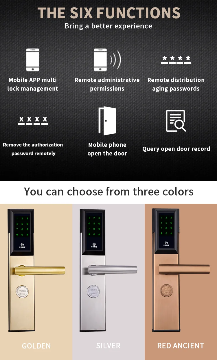 Bluetooth Wifi Smart Door Lock Electronic Digital Code RFID Card TTLock App Hotel Door Lock Security System