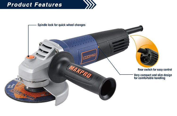 MAXPRO MPAG760/100R High quality 100mm 760W Electric Angle Grinder with Rear switch