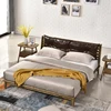 High Quality Simple Design Small family double storage leather Country contracted style real wood bed
