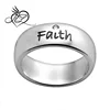 Stainless Steel Crystal "Faith" Inspirational Ring
