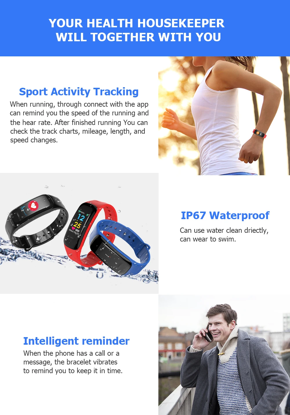Sports Fitness CE ROHS FCC Certificate Activity Tracker Heart Rate