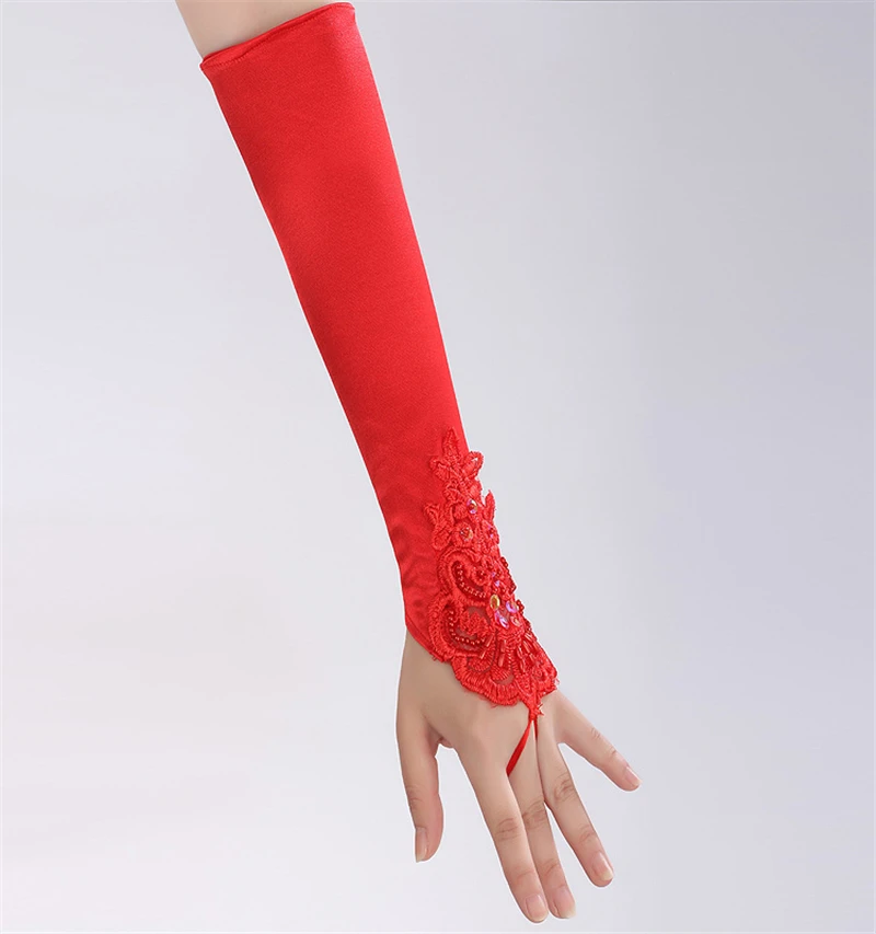 red bridal gloves