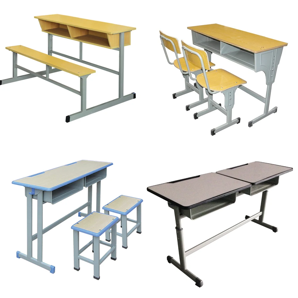 Government Purchase Middle School Assemble Student Double Study Desk And Chair Students Sitting