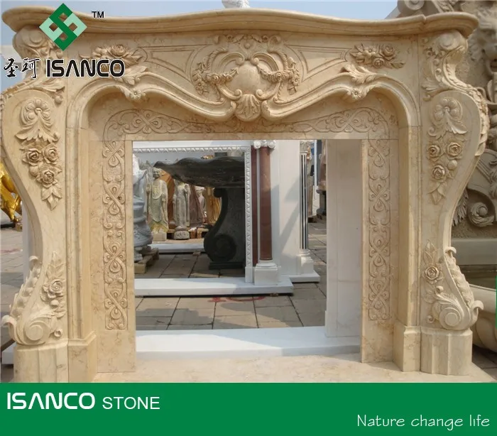 Hand Carved Marble Fireplace Mantel Indoor Decoration Stone