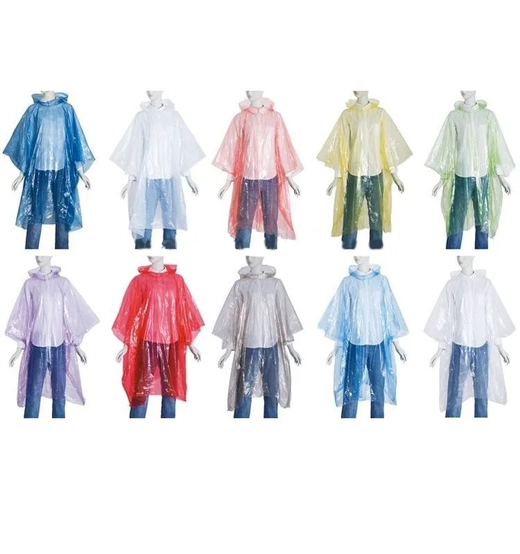 Lot De 15 Ponchos De Pluie Jetables Relaxdays - Cape Imperméable Avec Capuche 5 Couleurs, Protection Unisexe 95x120 Cm Pour Festivals & Randonnées