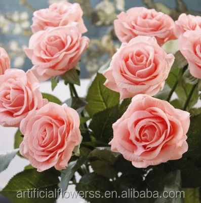 Cheap Real Touch Single Flower Artificial Red Velvet Rose Flower