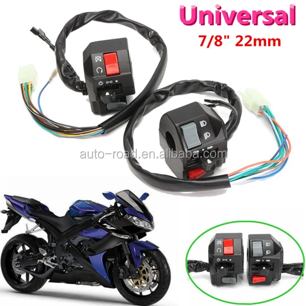 1x Motorcycle 7/8" 22mm Handlebar Headlight Electrical Start Right Switch 12V DC 