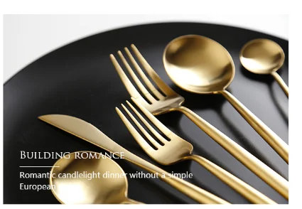 Used restaurant wedding flatware set stainless steel gold cutlery set