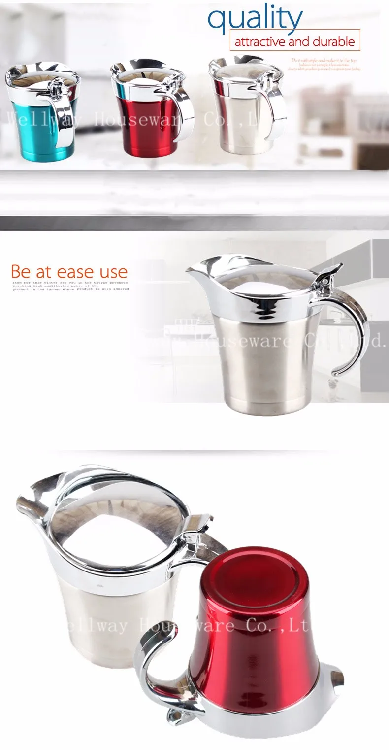 Nesee Stainless Steel Gravy Boat Sauce Jug with Lid Storage for Gravy or Cream Used at Home & Kitchen Double Wall Insulated