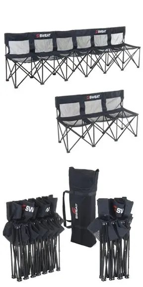 Sports Outdoors 6 Seat Folding Team Bench With Back Sweat Bench
