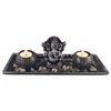 Canton Fair Creative Polyester Resin Ganesha Tealight Candle Holder Set & Wooden Tray