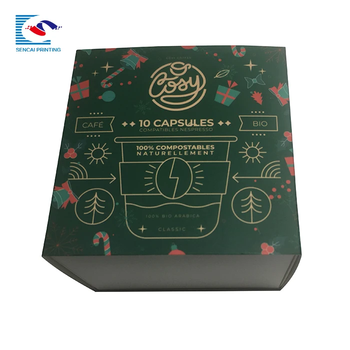 Custom Design Coffee Capsules Rigid Paper Packaging Gift Boxes With