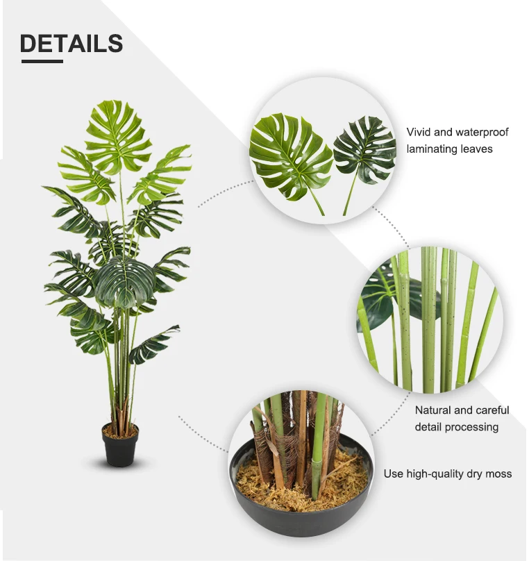1.8m Monstera Deliciosa Corner Plants Fake Plastic Floor Plants Tree