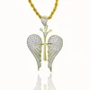 P022 wholesale christian jewelry cross with angel wing pendant micro pave setting with lab diamonds