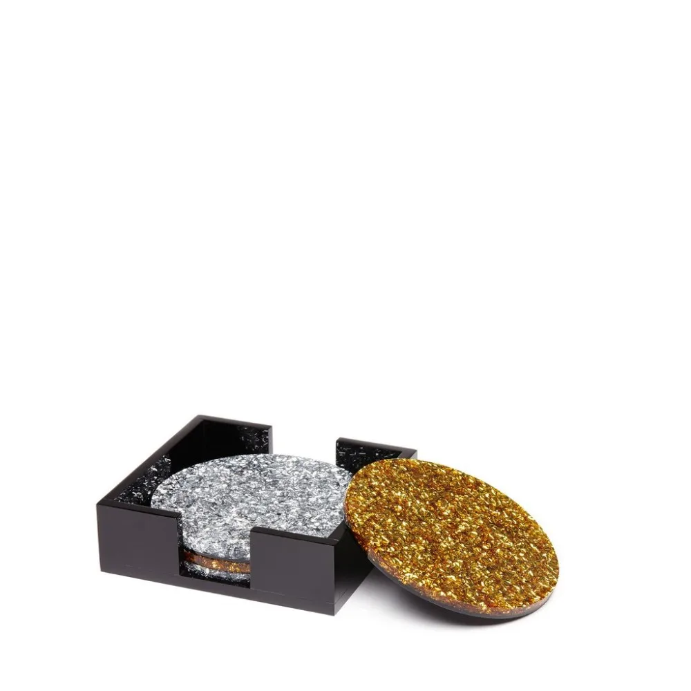 Custom Sparkly Gold And Silver Acrylic Coasters,Acrylic Drink Coasters