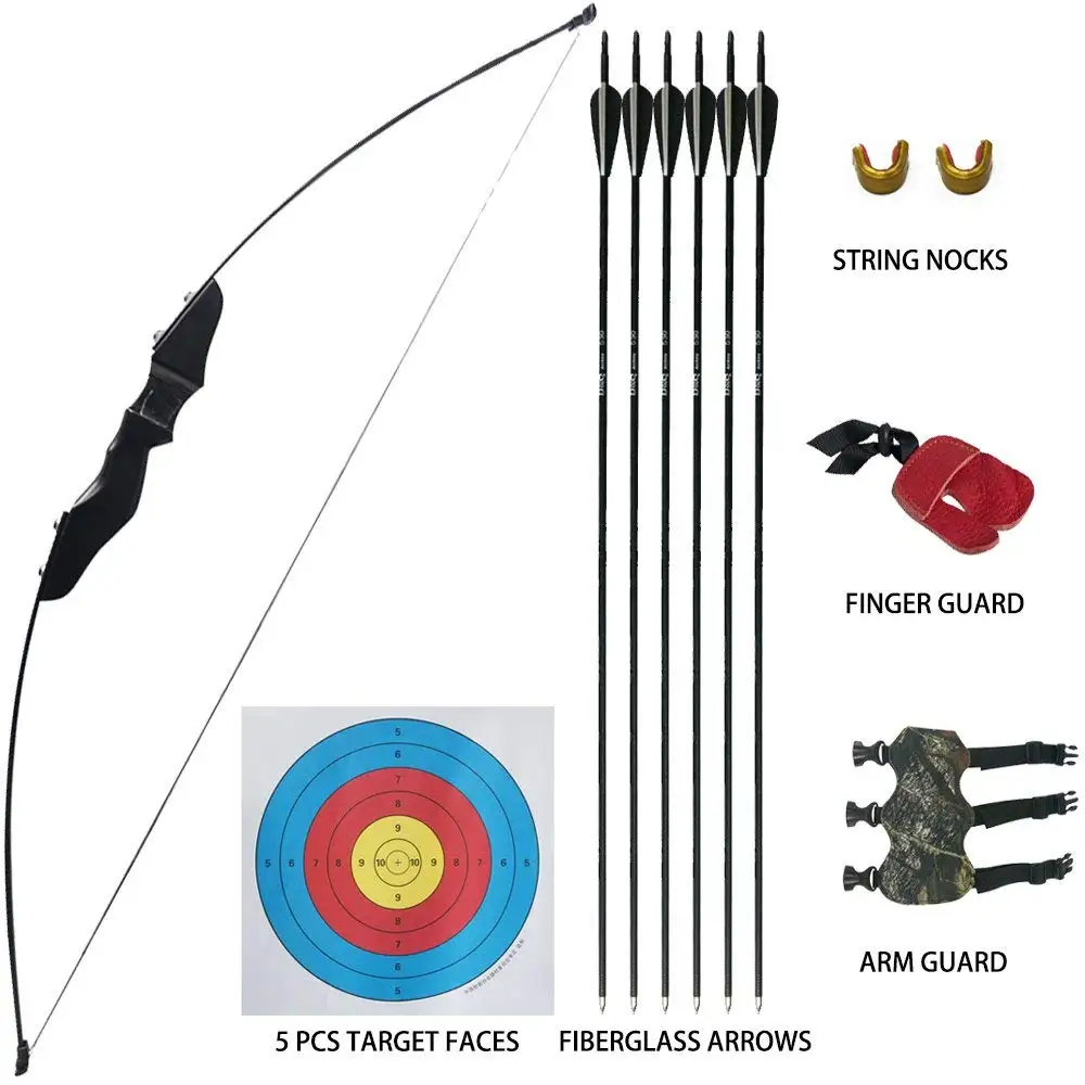 ZSHJG Youth Recurve Bow and Arrow Set Children Junior Archery 45 Target Practice Kids Gift Including 6 Arrows