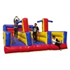 Crazy Fun 2 Person Contest Game Strong Man Logo Printing Color Stripe Inflatable Bungee Run For Sale