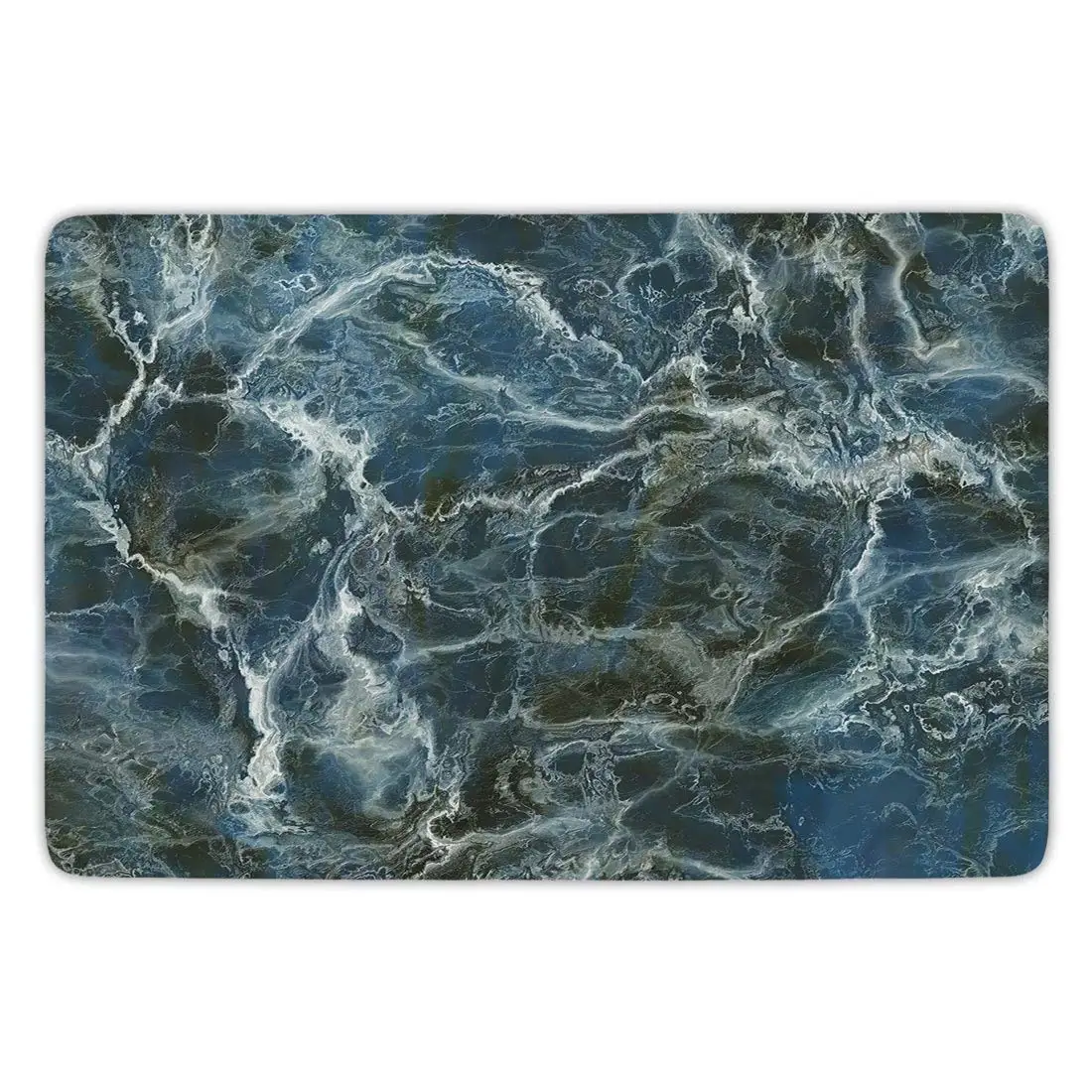 Bathroom Bath Rug Kitchen Floor Mat Carpet,Marble,Surface Motif with Large Formless Crack Lines and Granite Rock Abstract Design Decorative,Slate Blue Grey,Flannel Microfiber Non-slip Soft Absorbent