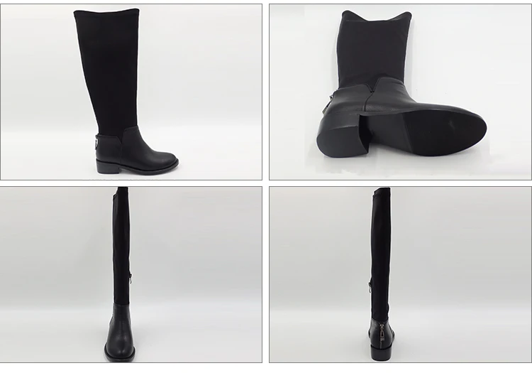 Ladies Casual Flat Black Rubber Female Official Supplier Design Women Sexy Pu Leather New Fashion 2021 Chinese Black Boots Shoes