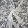 Superior quality bridal white beads pearl 3d flower lace embroidered fabric DHBF1379