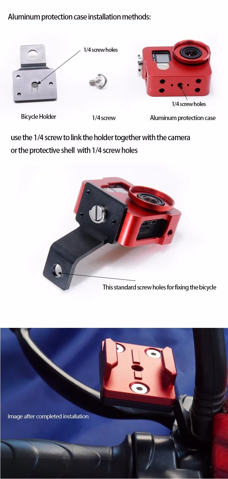 New Products 2016 CNC Aluminium Alloy Mount Motorcycle Handlebar Gopros Action Camera Bike Mount Holder For Electric Bike