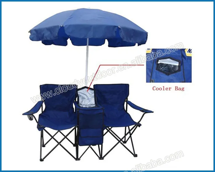 Portable Double Camping Beach Chair With Table Cooler Camping Beach Chair With Table Cooler