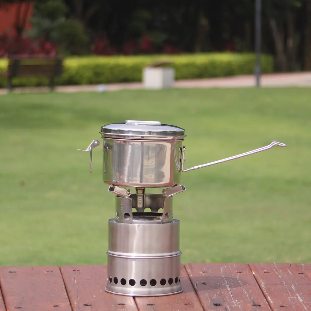 Korea Customized Logo Stainless Steel Wood Burning Stove Or Alcohol