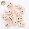 PJYN171 RDT 12pcs in Kids Children Garment DIY Accessory Cartoon Rabbit Cat Bear Bone Mouse Head Shape Wood Buttons with 2 Holes