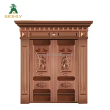 Sculpt&eacute; De Haute Qualit&eacute; de Conception De Luxe &Agrave; Double entr&eacute;e villas cuivre porte d'entr&eacute;e en m&eacute;tal conception de portes