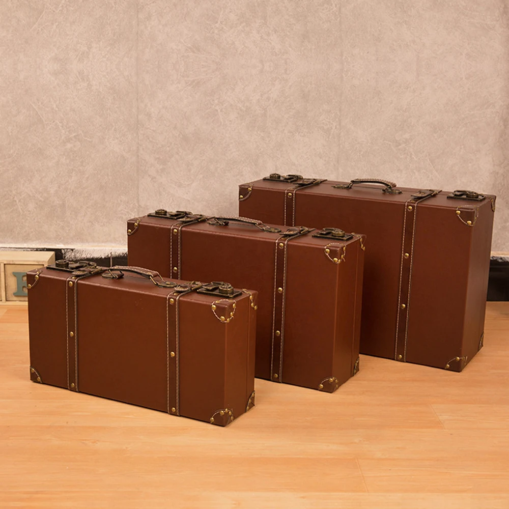 In Stock Retro Style Leather Luggage Suitcase Luggage Box Luggage Sets