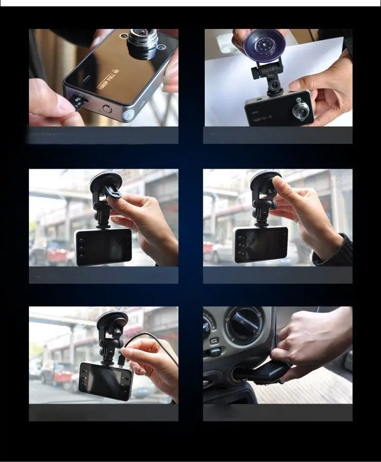 Full hd dashcam 1080P 30fps 2.4 inches lcd display camcorder K6000 car dvr camera