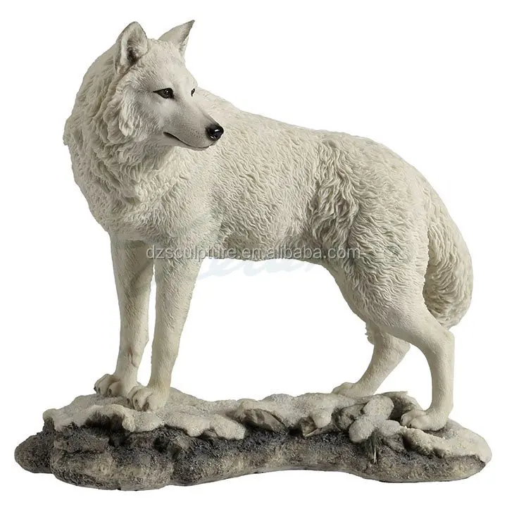 Plush Life Size Resin Snow Wolf Statue For Plush Life Size Resin Snow Wolf Statue For