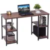 Wooden Computer Desk Writing Desk Simple Compact Home Office Furniture Workstation with 4 Storage Shelves & Heavy Duty Frame