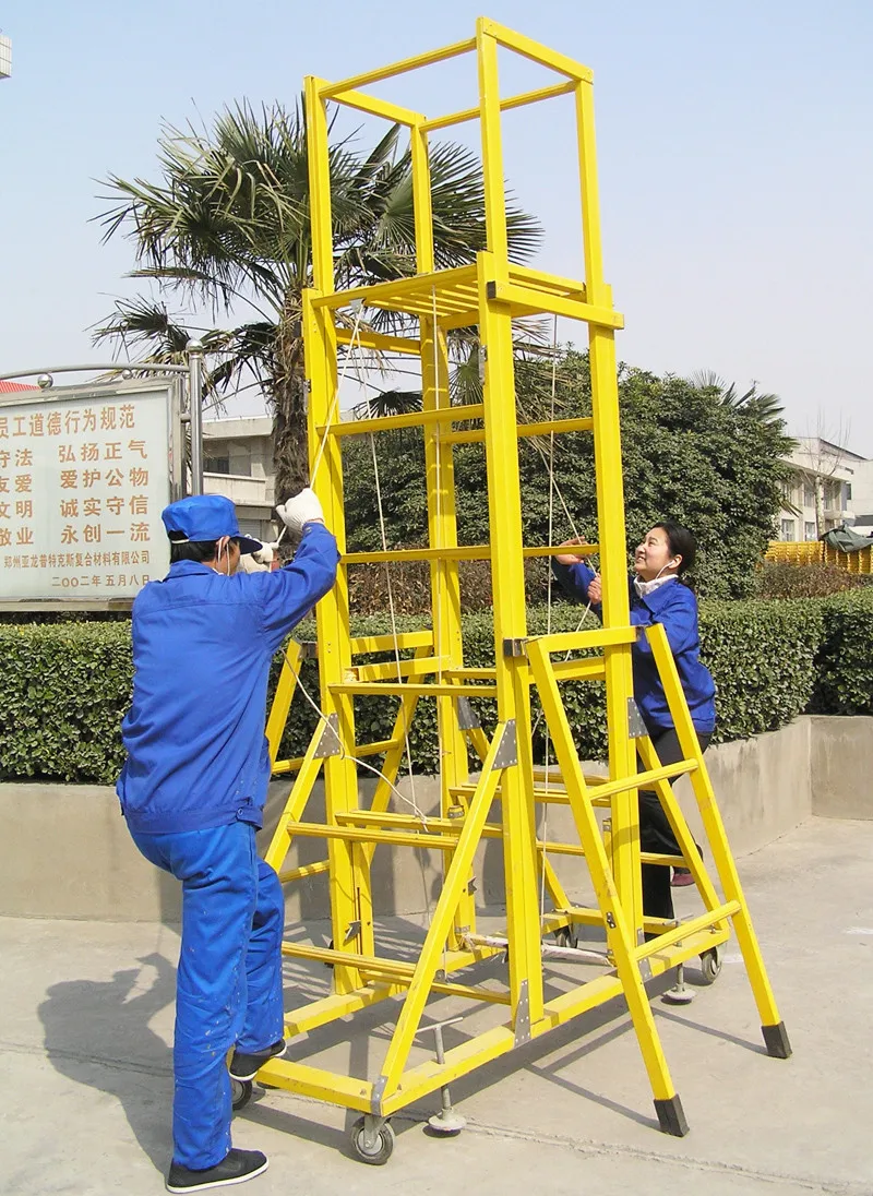 FRP Tower Extension Ladder, Fiberglass Mobile Ladder, Plastic Ladder