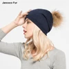 Winter Women Real Raccoon Fur Ball Pompom Beanies Caps High Quality Cashmere Beret Fashion Hats