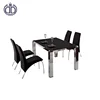 Hottest luxury home furniture accessory China manufacturer wholesale glass led dining tables and 6 chairs