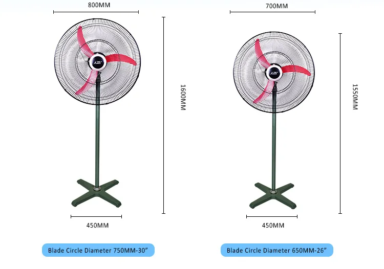 Kanasi OEM Multiple Sizes Multi-material Fan Blade Powerful Industrial Stand Fans with 110V~ 240V