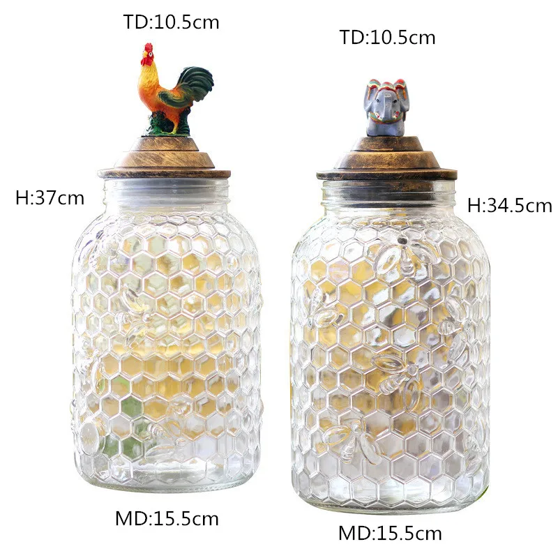 4l Wholesale Decorative Glass Hermetic Storage Food Jar With Copper