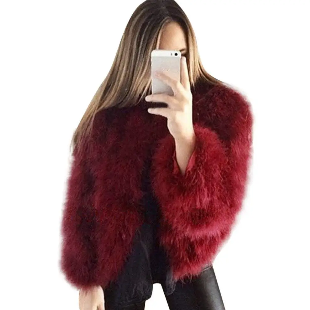 Jofemuho Womens Fluffy Autumn Winter Solid Color Faux Fur Cardigan Coat Outerwear White M