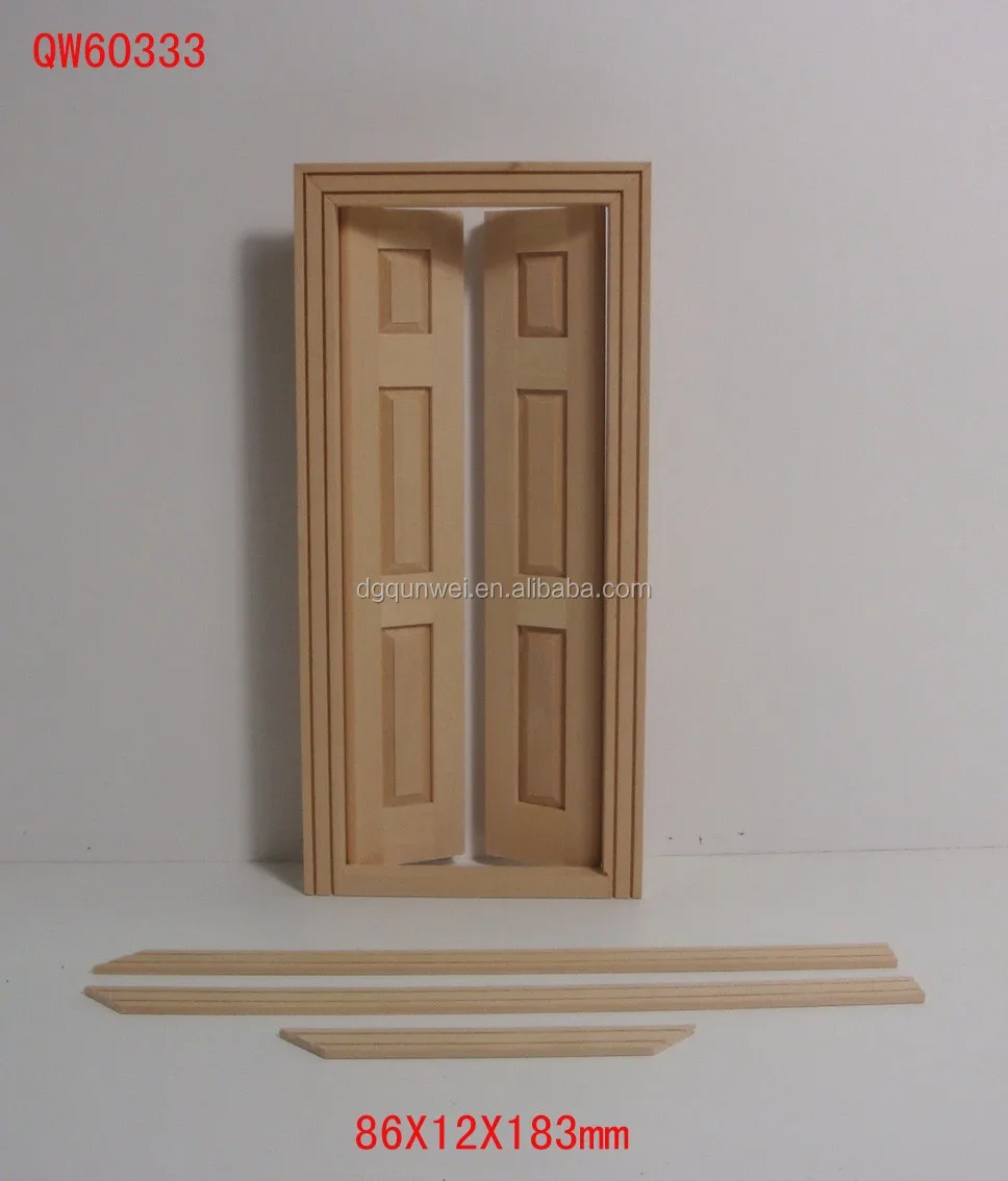 48Pcs Fairy Garden Wood Doors & Windows – Unfinished Miniature Dollhouse Accessories, 12 Styles