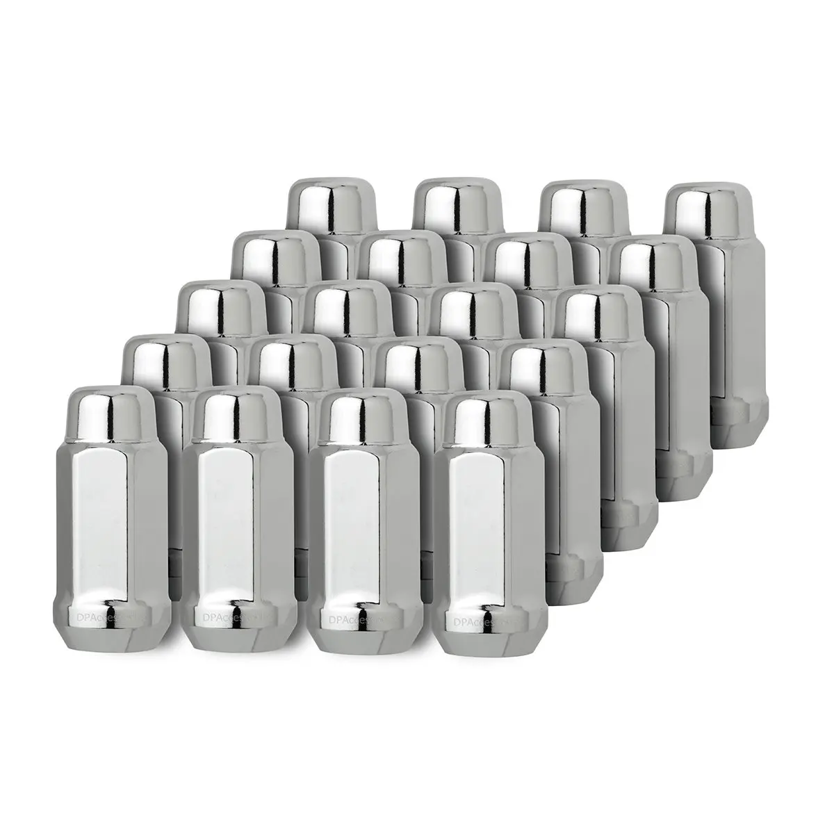 4 DXZ 20 Chrome 12x1.5 Closed End Bulge Acorn Lug Nuts 19mm Hex Wheel Lug Nut Cone Seat