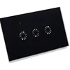 US/AU Standard 3-gang 2-way Touch Control Light Switch, AC 110-250V Black Crystal Glass Panel WiFi 433 MHz Switch