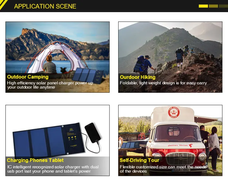 Portable 21W High Efficiency Solar Panels with Solar Battery Cells USB Output Port for Ourdoor Camping Hiking Travel