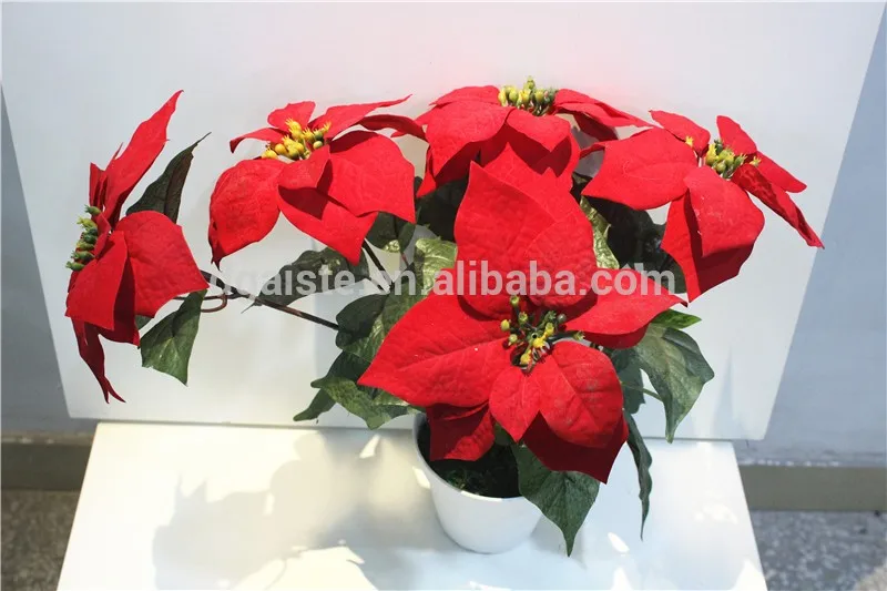 ベルベットリーフクリスマス花人工ガーデン飾り鉢植え赤植物 Buy 赤葉盆栽 ベルベットクリスマスの花 人工庭の装飾 Product On Alibaba Com