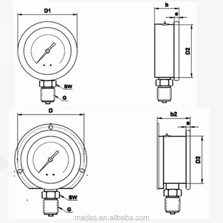 Lpg pressure gauge Micro natural gas safety pressure gauge for boiler parts