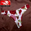 Breathable hipster briefs low waist floral painting women one piece sexy ladies underwear